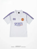 American Sports  Shirt Unisex Color Block Collar Short Sleeve T-Shirt Trendy Design Loose Football Top Breathable Summer ...